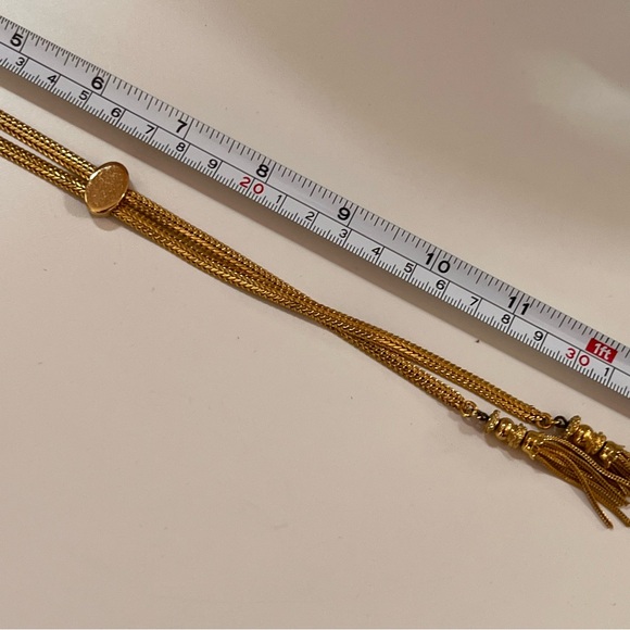 Monet Rare Vintage 1970’s Heavy Gold Lariat Bolo Mobwife Omega Chain Necklace - Picture 9 of 17